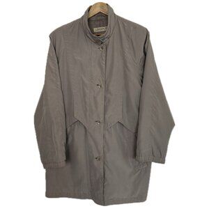 London Fog Coat Women Large Tan Beige Retro 80s 90s Trench Jacket Neutral